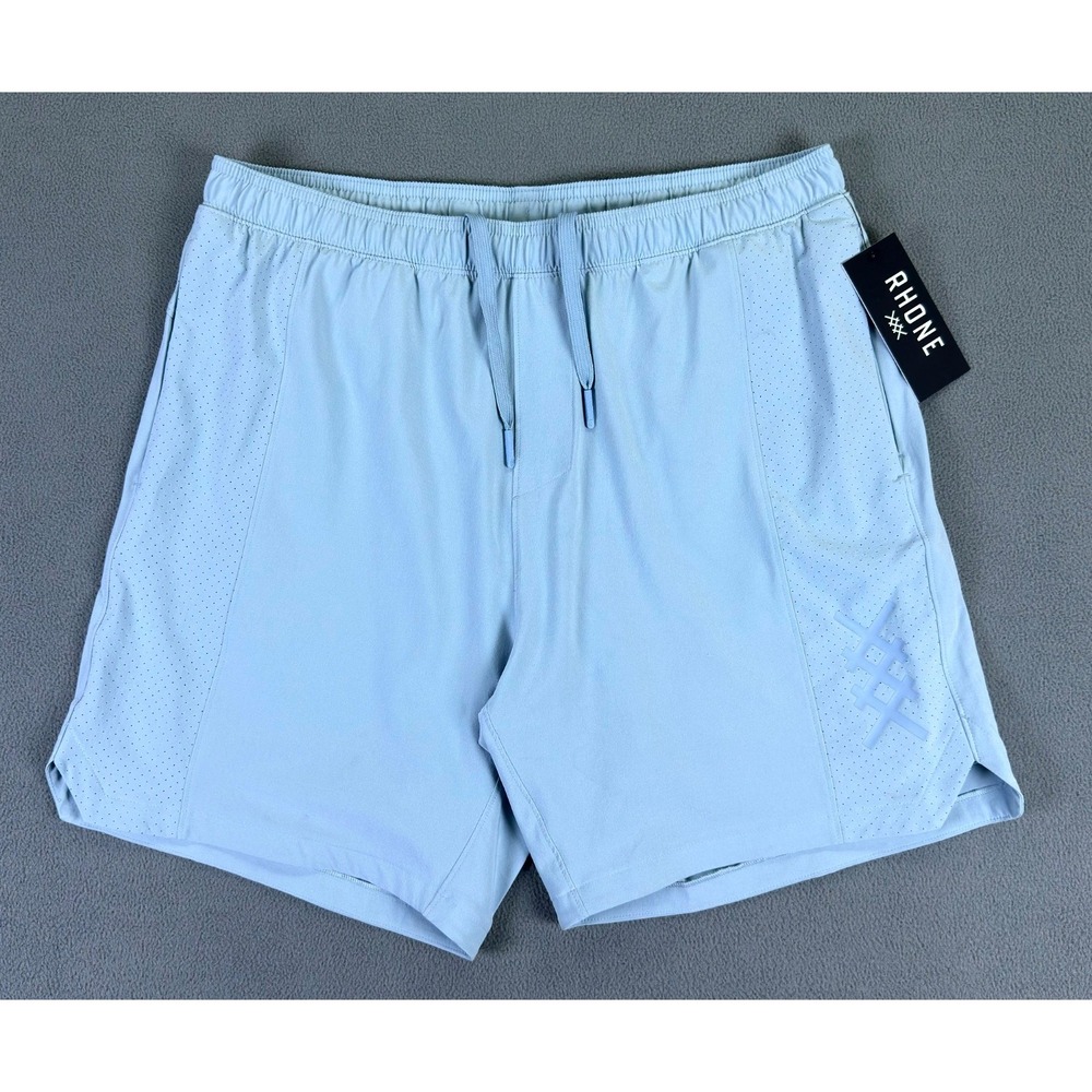 Rhone Shorts Mens Large Blue Backspin Lined 7" Performance Stretch Glacier
